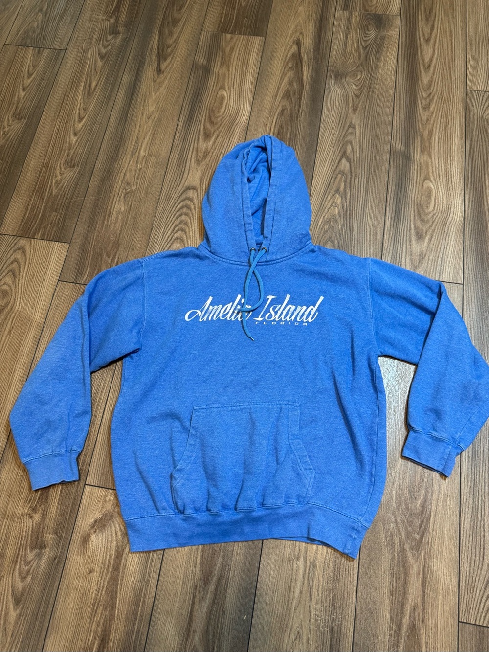 Amelia Island Blue Pullover Hoodie with Script Logo